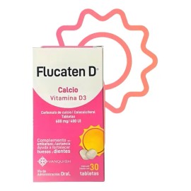 Flucaten D Calcio, Vitamina D3 30 Tabletas Vanquish Sin Sabor                                                                                         