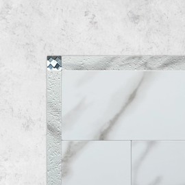 DICOFUN White Marble Look Peel and Stick Tile Trim, 6" Self Adhesive Molding Edge Trim for Peel and Stick Backsplash (Pack of 60, Includes Glass Diamonds)