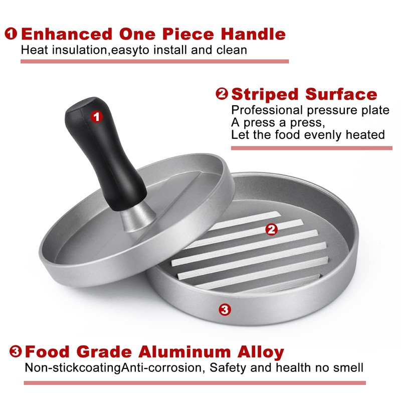 HEPAZ Burger Press with 100 Sheets of Baking Paper, Hamburger