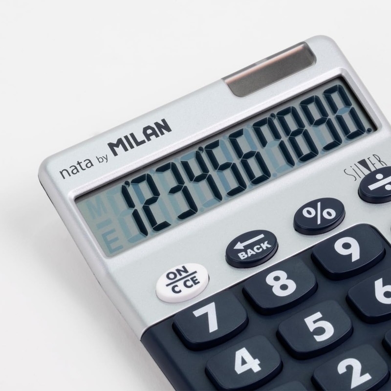 Milan MLN159906SLBBL 10 Digit Big Key Calculator, Silver/Blue