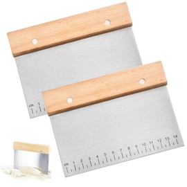 Pack of 2 kitchen scrapers, 15 cm stainless steel dough scraper, kitchen spatula, dough card, stainless steel, scraper kitchen, dough cutter stainless steel for home kitchens, restaurant kitchens and