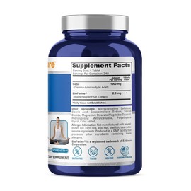 NusaPure GABA 1000 mg 240 Tablets (Vegan, Non-GMO, Gluten-Free) Bioperine