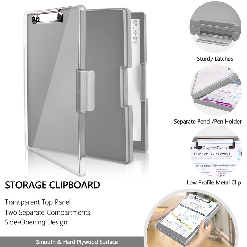 SFLHHDM Clipboard with Storage,Heavy Duty Clip Boards 8.5x11 with 2