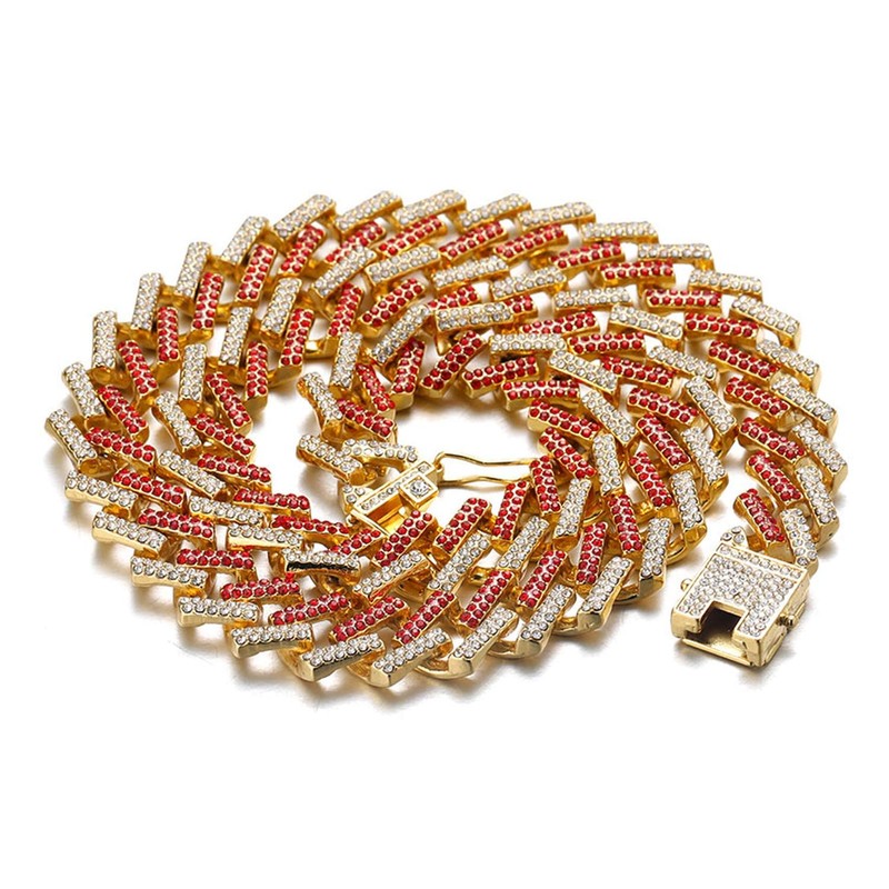 Halukakah Diamond Cuban Link Gold Chain for Men Iced Out,13MM