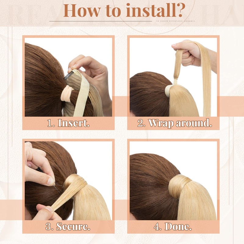 TESS Ponytail Extensions, Real Hair, 40 cm Long, 80 g,