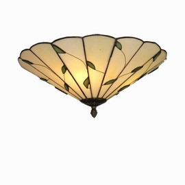 Skyweel 16 Inch Tiffany Style Leaf Glass Ceiling Light Fixture Kitchen Light Fixtures Classical Lamp Flush Mount Ceiling Light E26 LED Chandelier