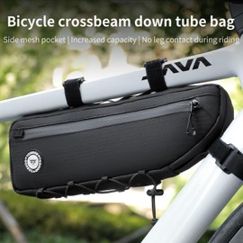 TOSUOD Bike Frame Bag - 3 Multi-Position Straps Secure Mount, Full-Side Zipper Quick Access, 2L Scratchproof Storage, Universal Fit