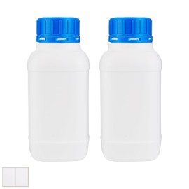 KGGZKG 2 x 1000 ml wide neck bottles with screw cap, HDPE laboratory bottle, 1 litre plastic bottles, wide neck bottle, chemical bottle with lid for laboratory, kitchen or hobby