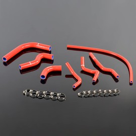 PIT66 Silicone Radiator Hose Kit,Compatible with 1986-1995 Suzuki Samurai 1.3L Red with Clamps