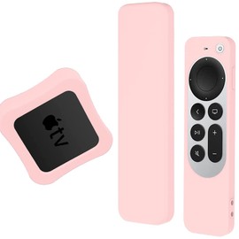 Ninki Protective Case for Apple TV & Siri Remote (2-Pack), Scratch-Free Silicone, Shock Absorption, Lightweight Cover (Pink)