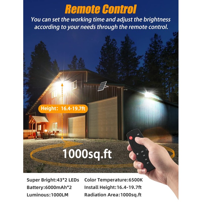 kakalights Solar Flood Light Outdoor 1000LM Dual 6000K Bright White