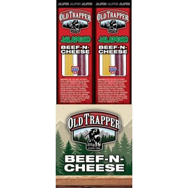Old Trapper Jalapeno Beef-N-Cheese | Traditional Style Real Wood Smoked Beef Sticks | Healthy Protein-Packed Snacks | 1.3 Ounce (Pack of 14)