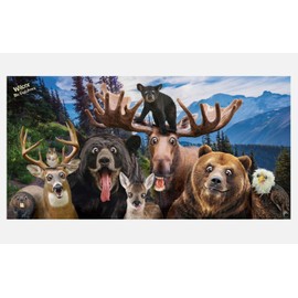 Wildlife Selfie 30"x60" Beach Towel Dog Thin 100% Cotton Velour Bear Deer Moose