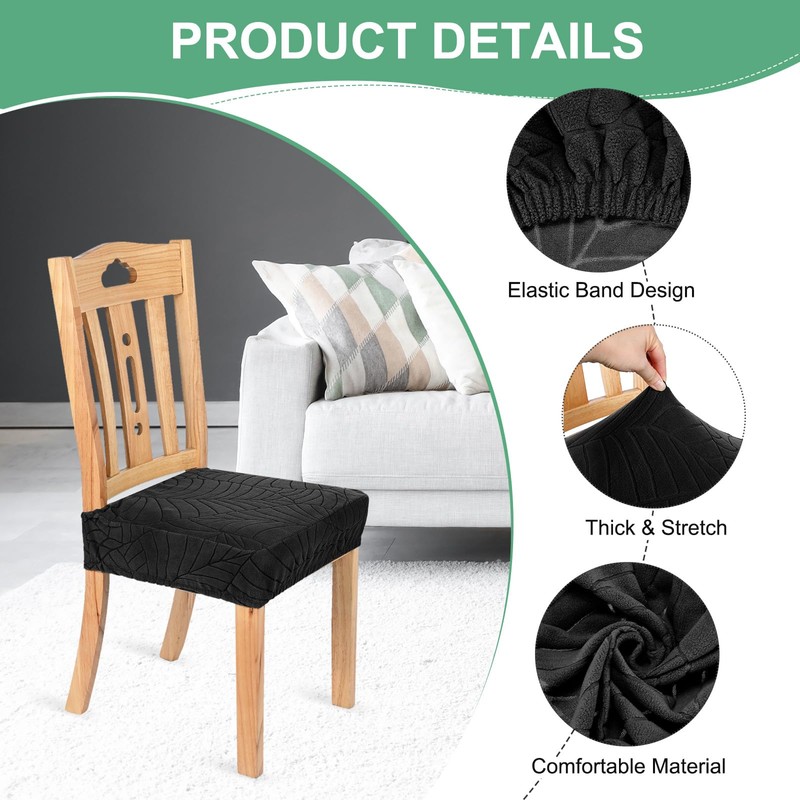 M METERXITY 4-Pack Waterproof Dining Chair Covers, Stretch Jacquard Dining