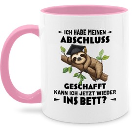 Tasse Tassen 325ml - Ich habe meinen Abschluss geschafft Faultier Geschenk Schule Geschenk Schüler I Abschlussgeschenk Schule 10. Klasse - 325 ml - Rosa
