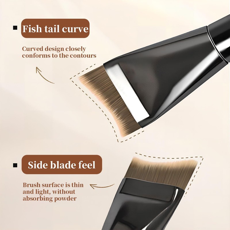 2Pcs Makeup Brush,Ultra Thin Foundation Brush Liquid Cream Flawless Powder,Flat