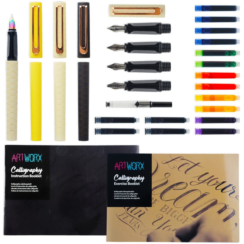 Artworx Calligraphy Pen Set - With Guide Book and Practice