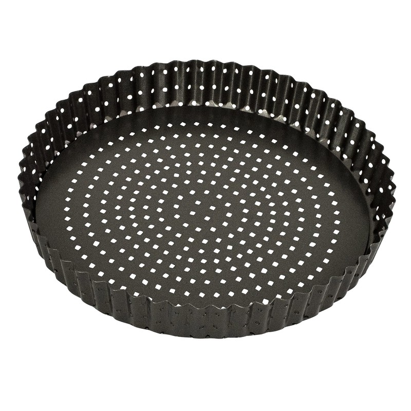 Bakemaster Quiche Pan Non-Stick Perfect Crust Loose Base, Grey, SHCB37