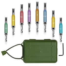CCTSA Self Centering Drill Bits Set for Hinges, Center Drill Bits VIX Bit Set with Green Plastic Storage Case for Wood Woodworking Door Window Cabinet Hinge Total 10 PCS (Colorful)