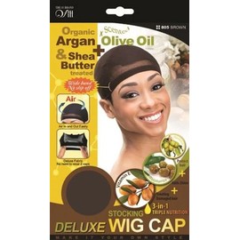 Qfitt Wig Cap Dark Brown Stocking Men Women Wide Band Help Wigs Stay in Place *NEW*