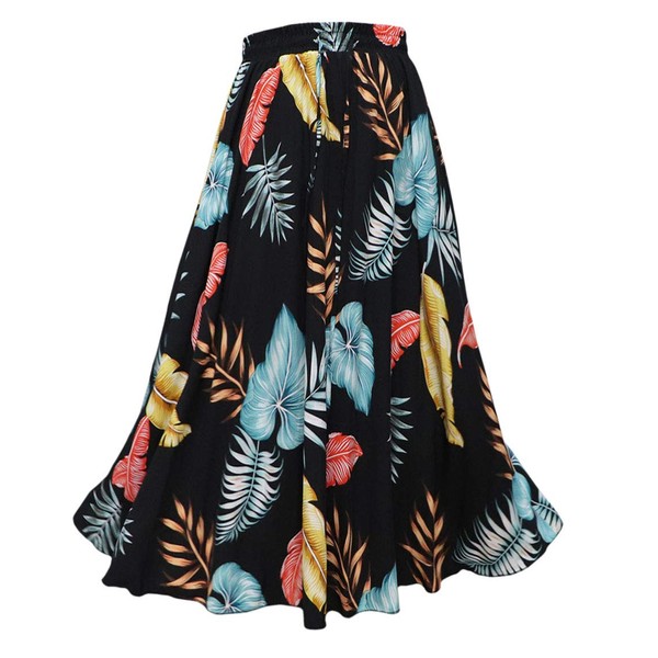 Awlsyj Half Skirt A Line Long Casual Bohemia Boho Palm