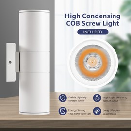 DAKAFUL Outdoor Wall Lights 4Pack, Integrated LED Cylinder Up Down Lights, 12W 2700K Aluminum Exterior Wall Light, Outdoor Light Fixture for Porch Patio Door.(Matte White)