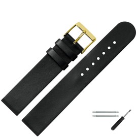 MARBURGER 27218 Watch Strap 18 mm Leather – Tool Assembly Set, black/gold