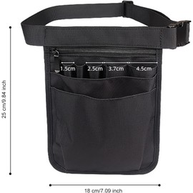 Nurse Fanny Pack，Multi Pocket Nurse Bag，Multi-Compartment Nurse Tool Belt Pocket Pouch，Medical Organizer Belt for Nurse，For stethoscope medical scissors care kit tools medical nurse fanny pack (Black)