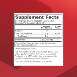 PROTOCOL FOR LIFE BALANCE D-Mannose Powder - 2g per Serving - Bladder Cleanse - Support Health Urinary Tract - for Men & Women - Kosher & Non-GMO - 3 oz