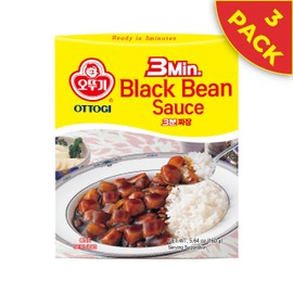 OTTOGI 3Min. Jja-Jang Sauce, Ready in 3 Minutes, Black Bean Sauce, 6.7oz x 3 Pack - Quick and Tasty Korean Meal, Kid’s Favorite, Convenient and Easy to Prepare