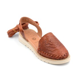 COLORES DE MEXICO MX - Mexican Leather Shoes with Long Crossed Roman Straps for Women - Model 440 (10, Brown)