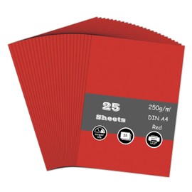 Red Card, A4 Card 250GSM Thick Card Stock for Cards Making, Scrapbook, Office Printing and Arts or Crafts DIY (25 Sheets)