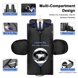 Garment Bag Large Duffel Bag Suit Travel Bag for Travel，Weekend Travel Backpack,Travel Flight Bag with Shoes Pouch for Men Women