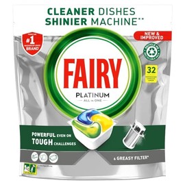 Fairy Platinum All In One Lemon Dishwasher Tablets, 32 pack