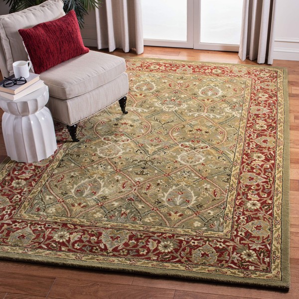SAFAVIEH Persian Legend Collection 6' Square Light Green / Rust