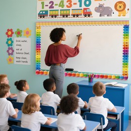 118ft Pencil & Crayon Bulletin Board Border Stickers Colorful Self-Adhesive Classroom Borders for Back to School Decor Die-Cut Trim for Whiteboard, Blackboard Office Decor