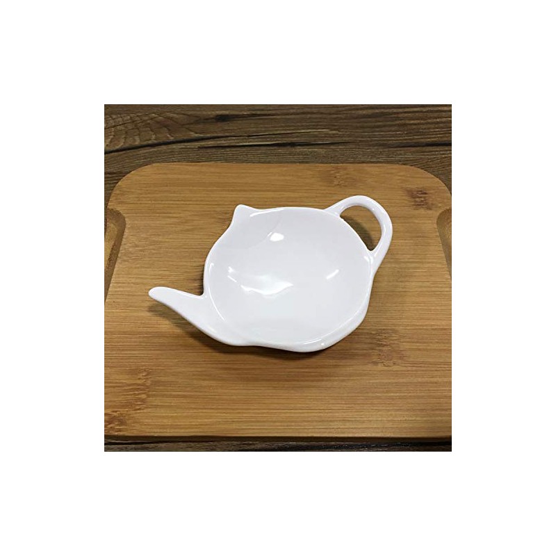 Sizikato 4pcs Pure White Ceramic Tea Bag Holder Tea Bag