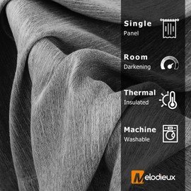 Melodieux Elegant Cotton Room Darkening Blackout Curtains for Living Room Bedroom Thermal Insulated Privacy Grommet Window Curtain Panels, 52 by 63 Inch, Black(1 Panel