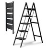 Double Elite Step Ladder 5 Step Folding, Sturdy 330 Lbs