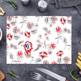 Eleet Placemats Set of 4 Cotton Place Mats Cloth Table Mats for Kitchen Dining Decoration, Parties, Restaurants & Camping (12" x 18", Multi Red Paisley)