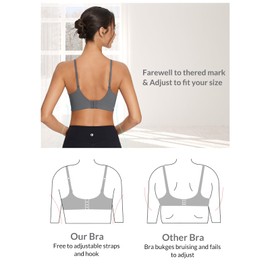 BALEAF Sweatleaf Adjustable Sports Bras for Women, Padded Racerback Yoga Bra, High Impact Molded Cup Workout Bra Dark Grey M