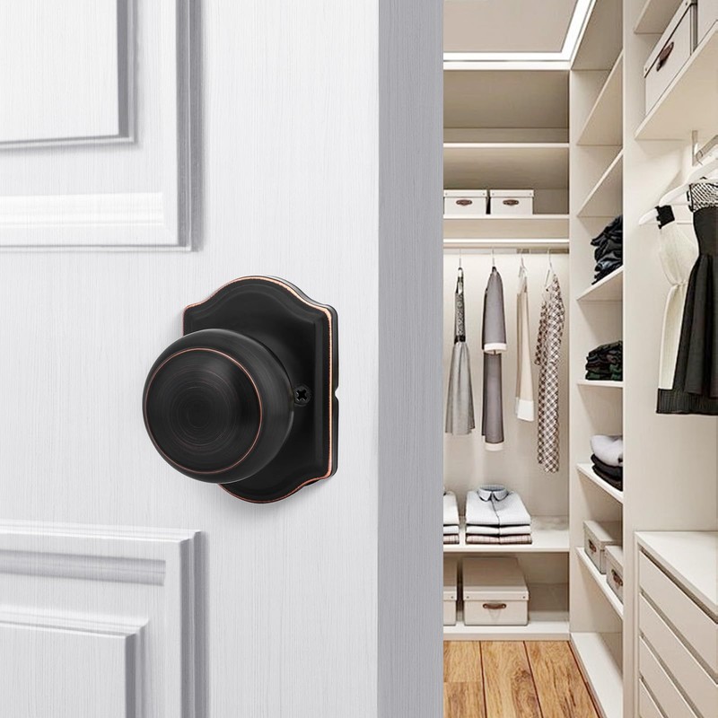 Goldenwarm Oil Rubbed Bronze Dummy Door Knobs, Single Side Bronze