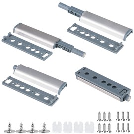 Push to Open Door Catches, Lucywey 4pcs Magnetic Push Latches Push to Open Door Catches for Cupboard Touch Open Door Latch for Kitchen Closet Door, Silver