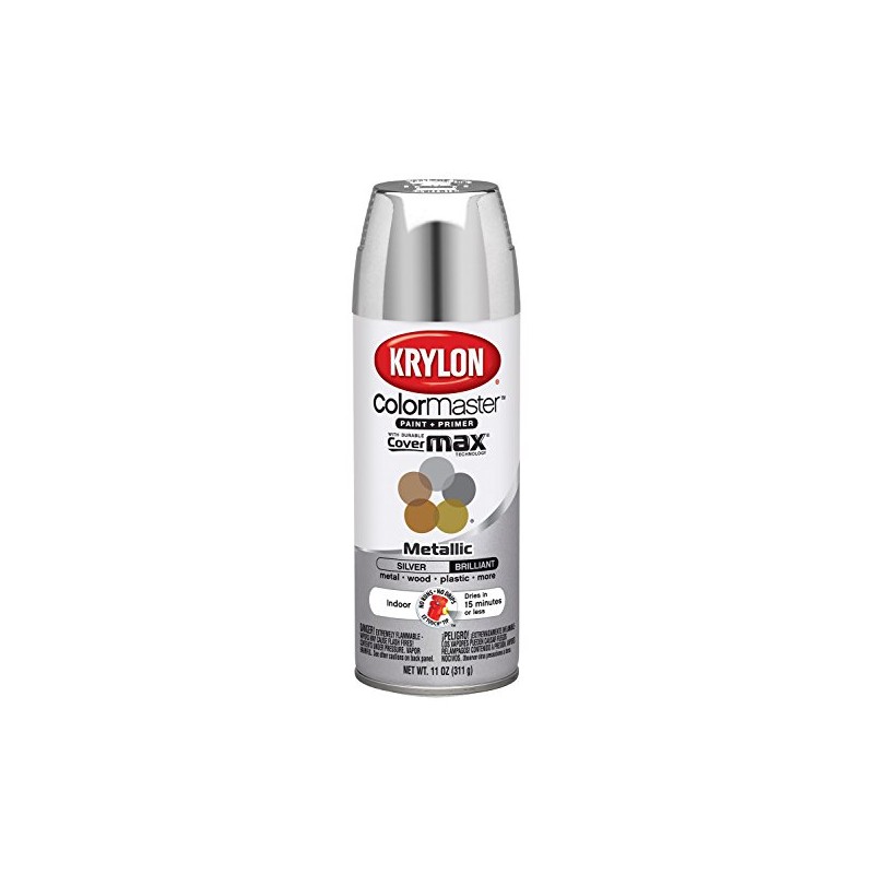 Krylon K05151102 ColorMaster Paint + Primer, Metallic, Silver, 11 oz.