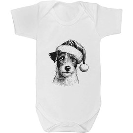 Azeeda 18-24 Month 'Jack Russell Dog Wearing Santa Hat' Baby Grow/Bodysuit (GR00151754)