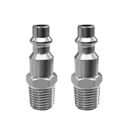 Beduan 1/4 NPT Air Hose Adapter Fittings Stainless Steel 1/4 MPT Male Threaded Air Compressor Plug Universal Industrial I/M Type D(Pack of 2)