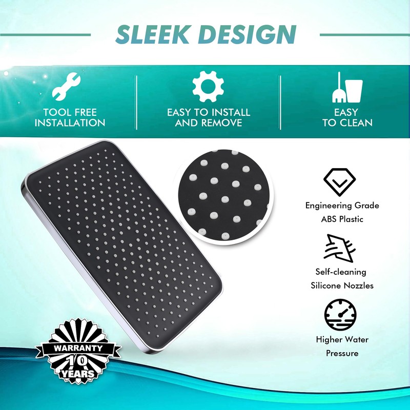 Rectangle Rainfall Shower Head 11.8 Inch Ceiling or Wall Mount