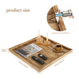 Gurfuy Square Ottoman Table Tray 24" - Rustic Wooden Serving Tray for Farmhouse Decorative Oversized Coffee Table Trays Living Room Kitchen Counter Breakfast Nature