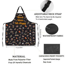 Birds Gifts Birds Themed Apron Birds Make Me Happy Gift For Birds Lovers Gifts (Birds Make Apron CA)
