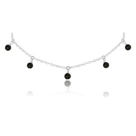Lava Bead Drop Choker in Sterling Silver